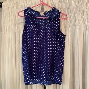 J crew factory blue and white polka-dot top